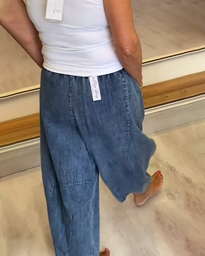 Roisin | Relaxed Elastic Waist Denim Trousers