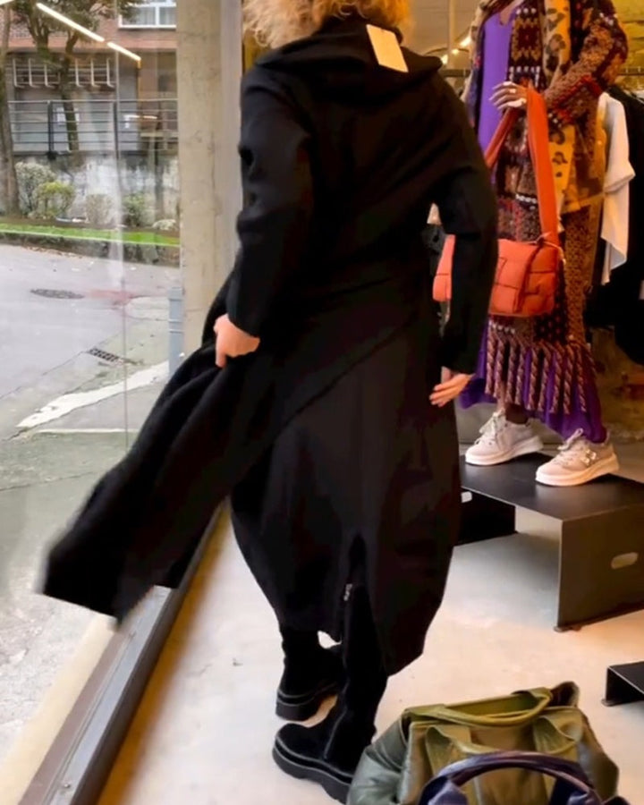ROISIN | BLACK MIDI DRESS WITH POCKETS