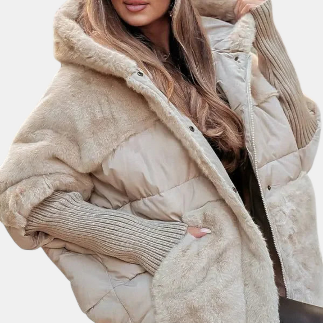 LAOISE | OVERSIZED HOODED PATCHWORK PUFFER JACKET