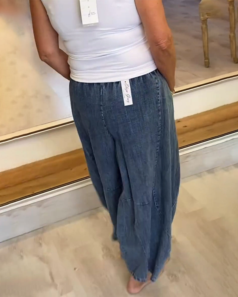Roisin | Relaxed Elastic Waist Denim Trousers