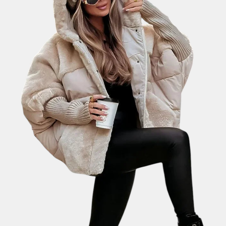 LAOISE | OVERSIZED HOODED PATCHWORK PUFFER JACKET
