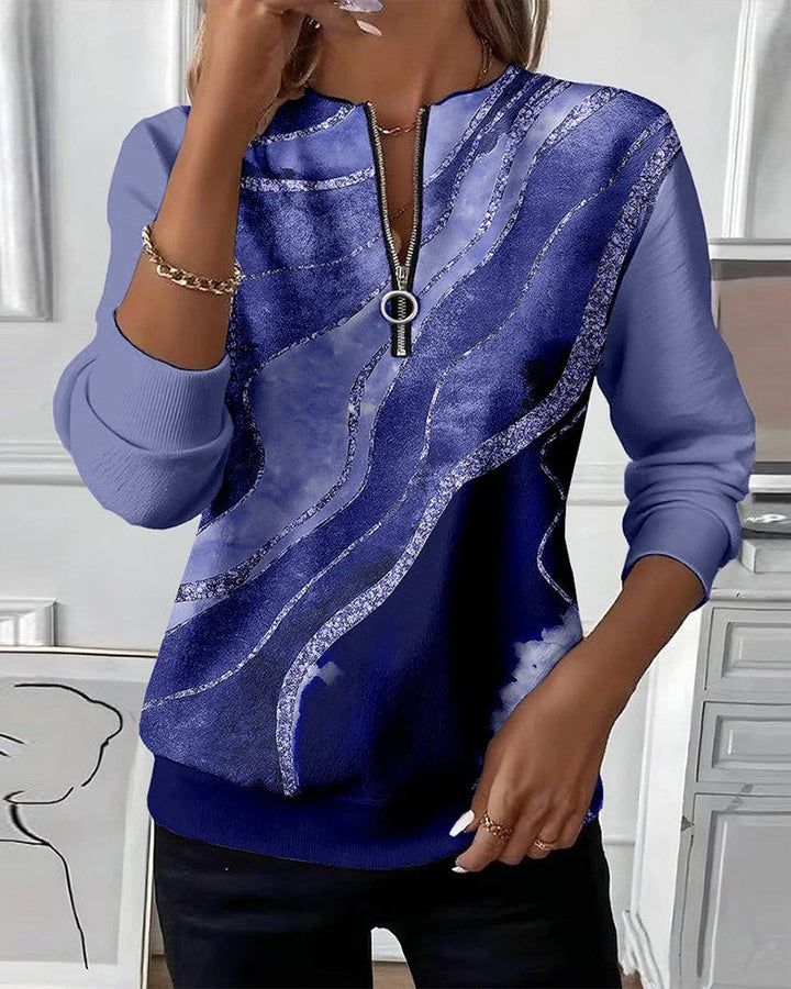 CLODAGH | VINTAGE PRINT HALF-ZIP SWEATSHIRT