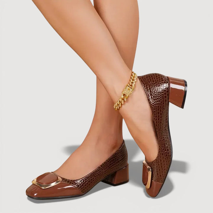 FIANNA | ORTHOPAEDIC CROCO BLOCK HEELS