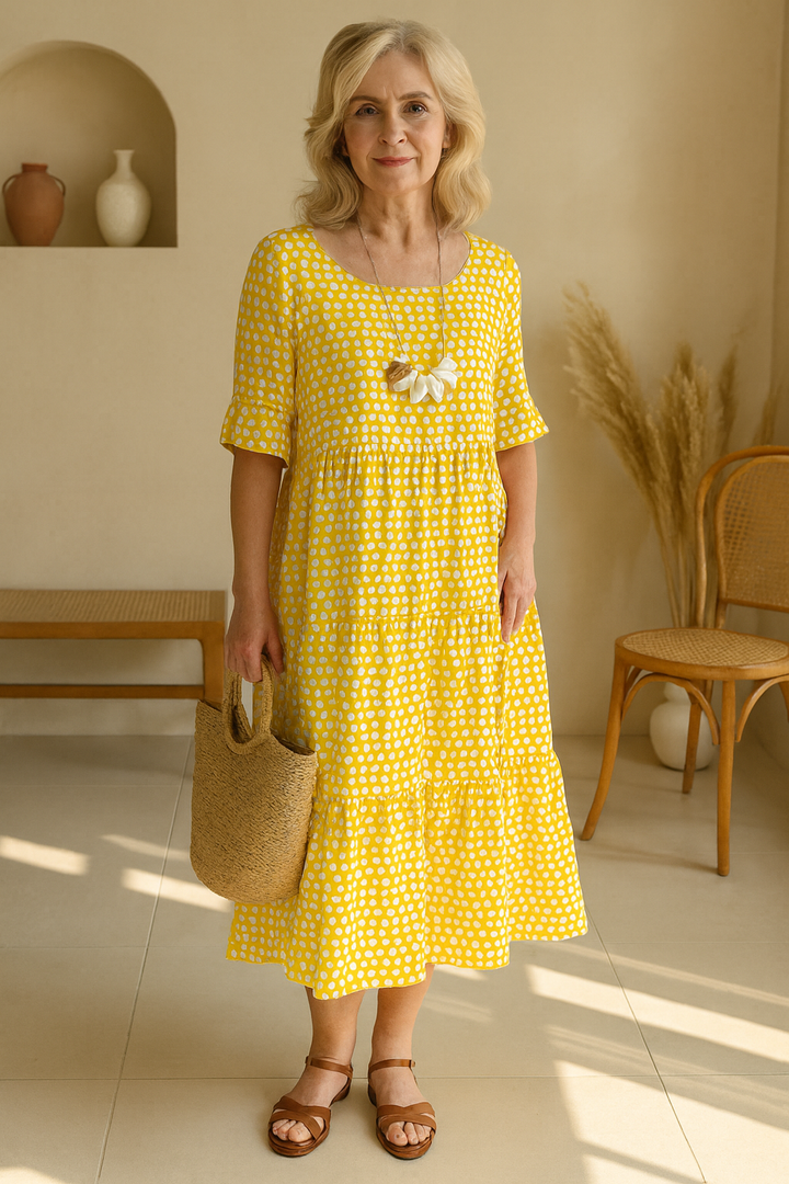 IRIS | SABLE SHORT-SLEEVE MIDI DRESS