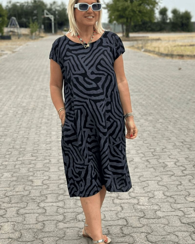 AMY | ROUND NECK ELEGANT DRESS