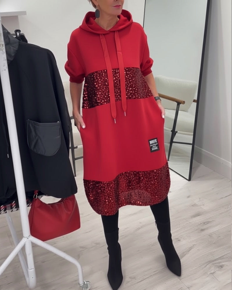 SAOIRSE | TRENDY PATCHWORK HOODED DRESS