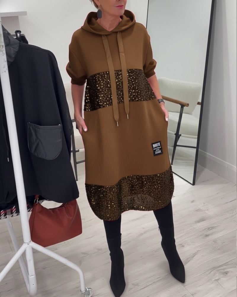 SAOIRSE | TRENDY PATCHWORK HOODED DRESS