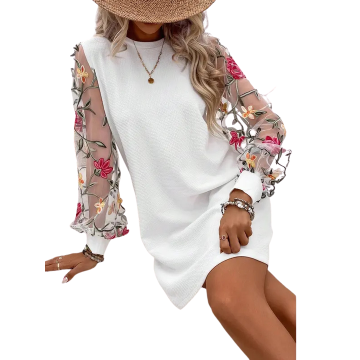 FIANNA | Floral Embroidered Bishop Sleeve Dress