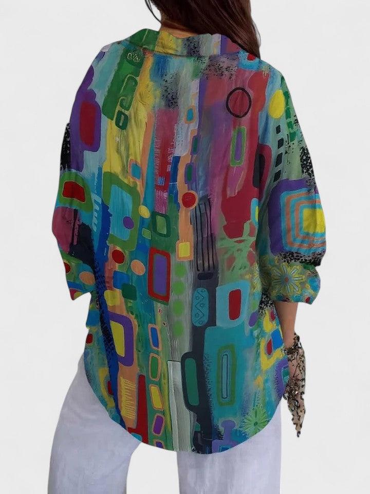 MAIREAD | ELEGANT GEOMETRIC PATTERN BLOUSE