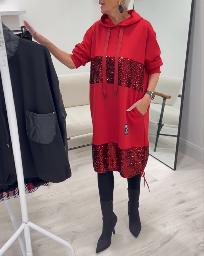 SAOIRSE | TRENDY PATCHWORK HOODED DRESS