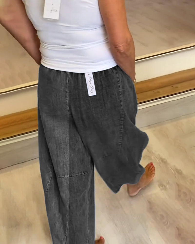 Roisin | Relaxed Elastic Waist Denim Trousers