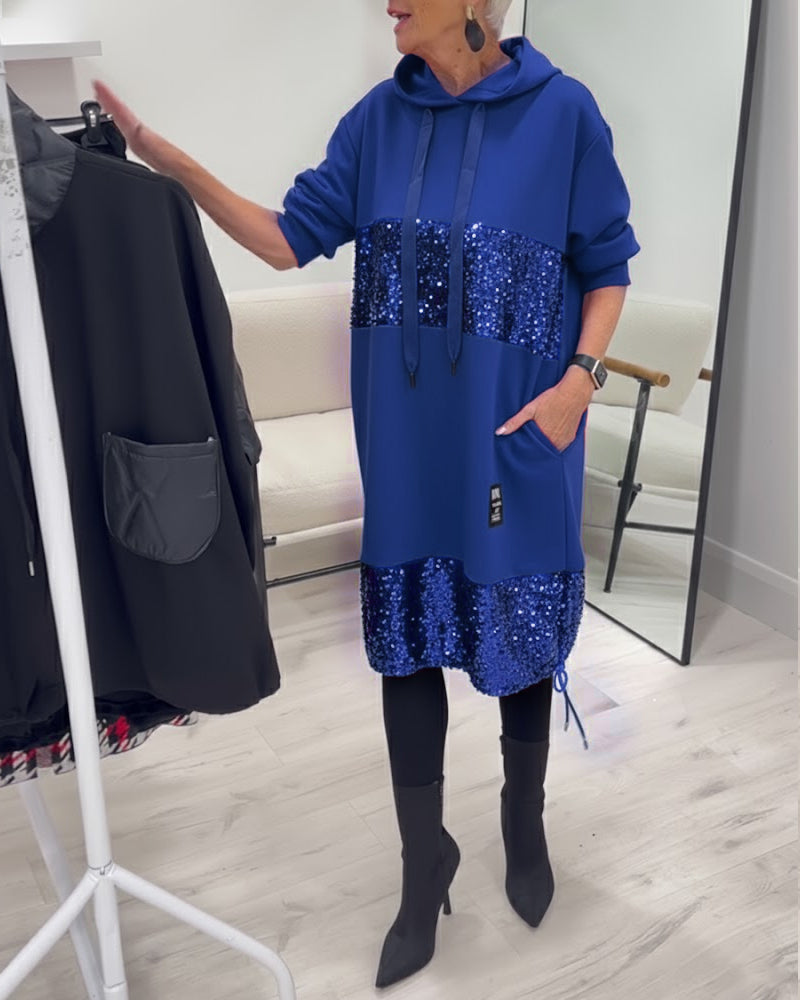 SAOIRSE | TRENDY PATCHWORK HOODED DRESS