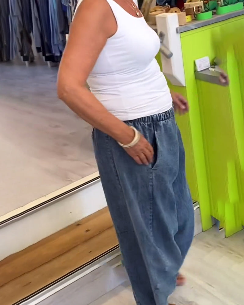 Roisin | Relaxed Elastic Waist Denim Trousers