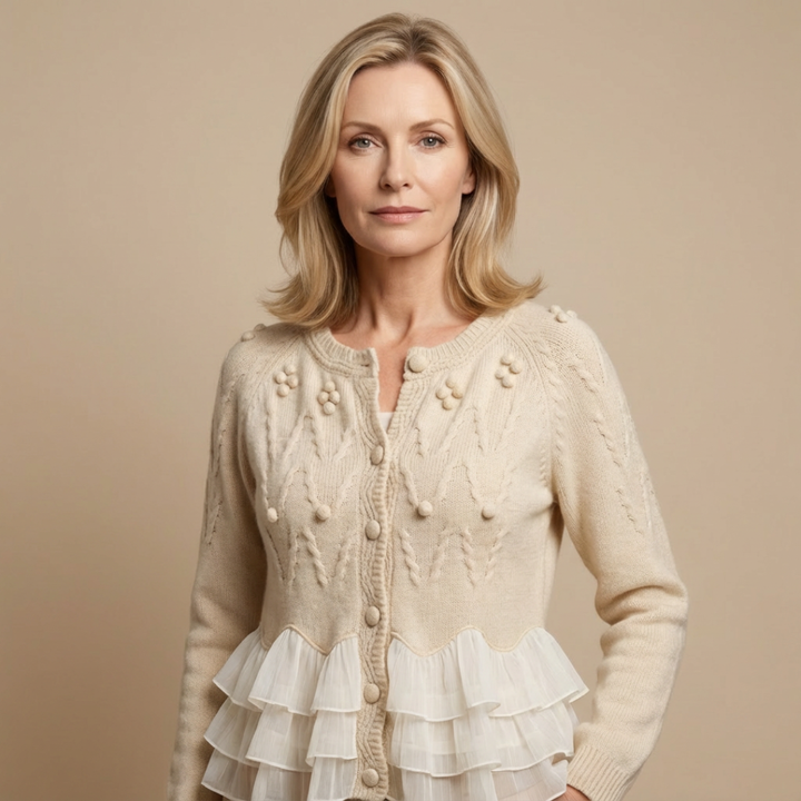 EILIS | RUFFLE HEM KNIT CARDIGAN