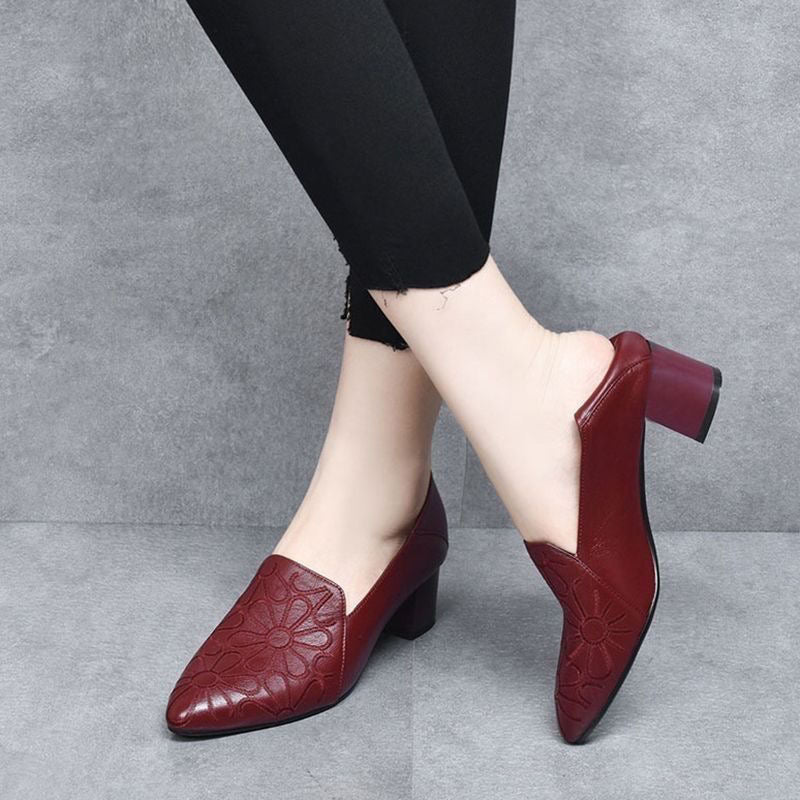 Broderyn | Elegant Floral Embossed Pumps