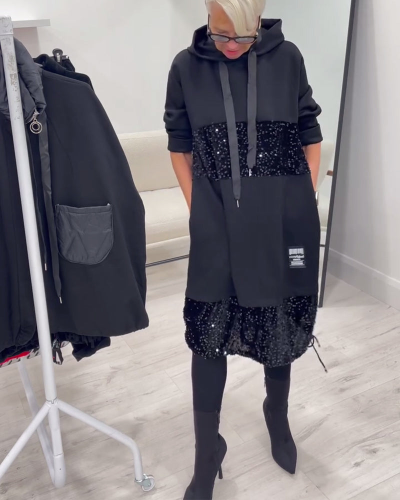 SAOIRSE | TRENDY PATCHWORK HOODED DRESS