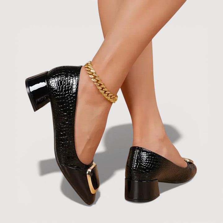 FIANNA | ORTHOPAEDIC CROCO BLOCK HEELS