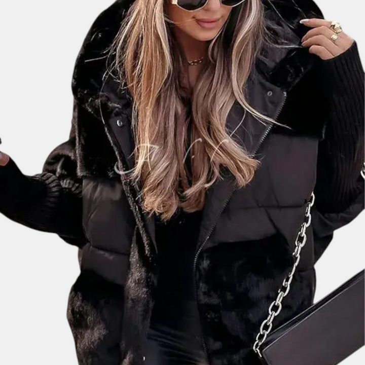 LAOISE | OVERSIZED HOODED PATCHWORK PUFFER JACKET