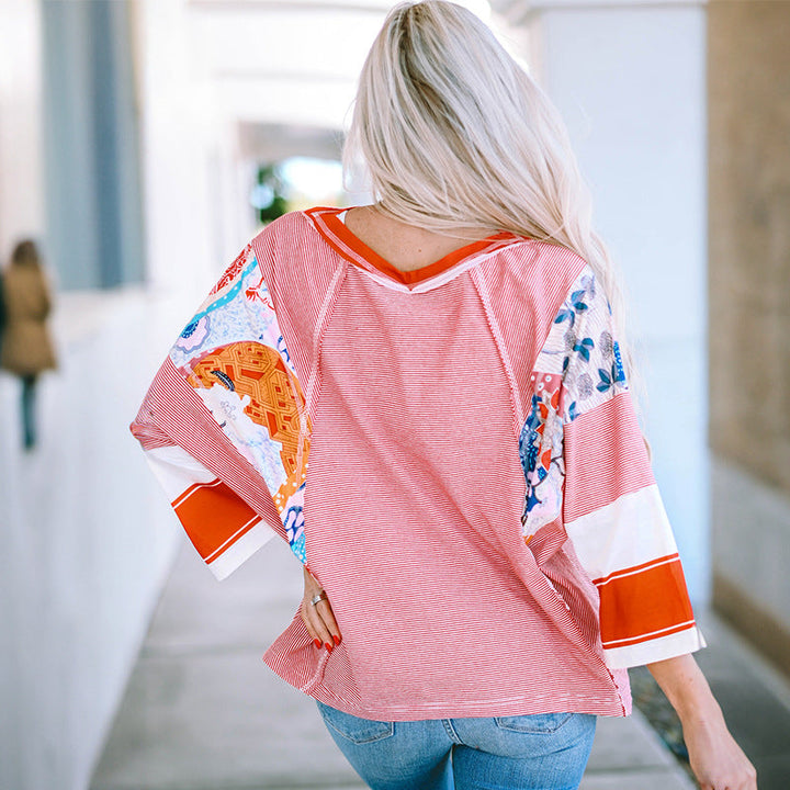 NESSA | LIGHTWEIGHT PATCHWORK BATWING TOP