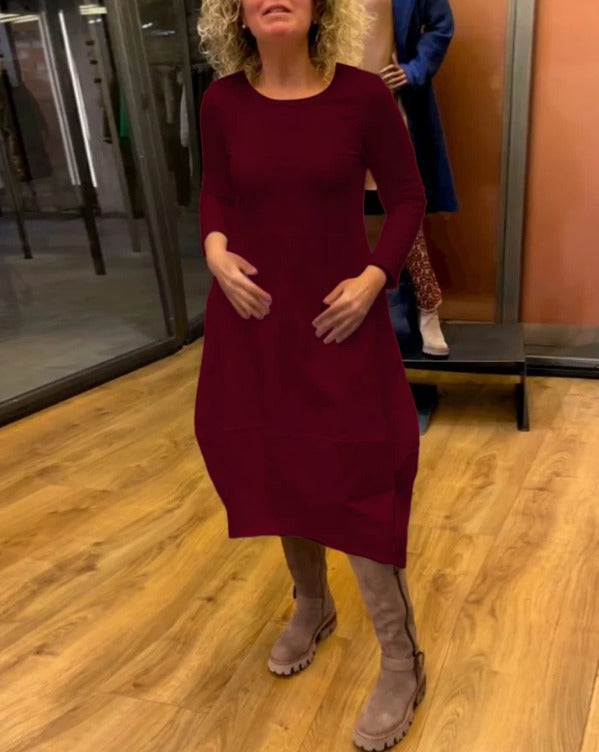 ROISIN | BLACK MIDI DRESS WITH POCKETS