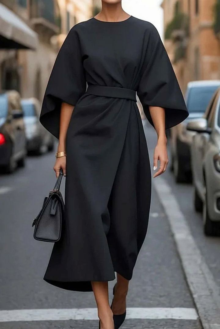 LILLIAN | ELEGANT DRESS WITH LANTERN SLEEVES AND BELT