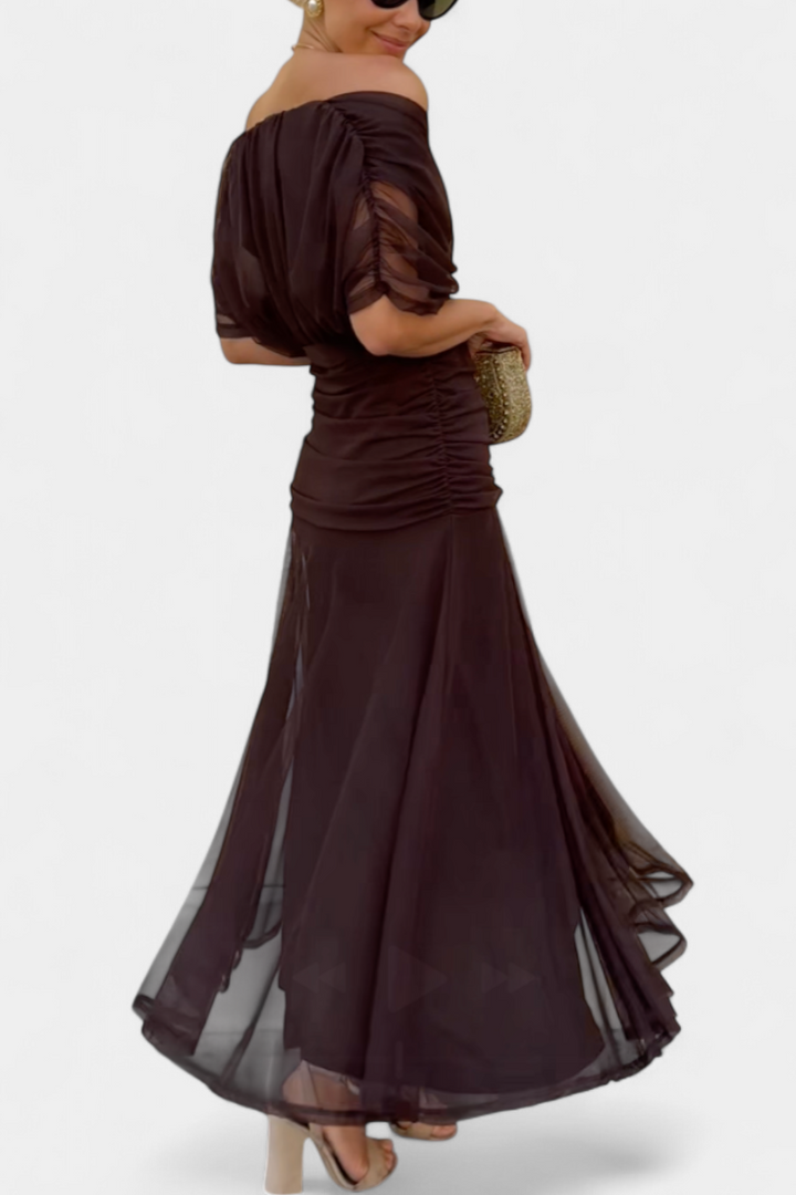 ENYA | LONG FLORAL DRESS WITH V-NECK