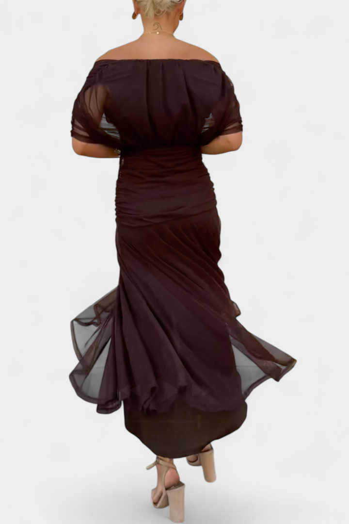 ENYA | LONG FLORAL DRESS WITH V-NECK