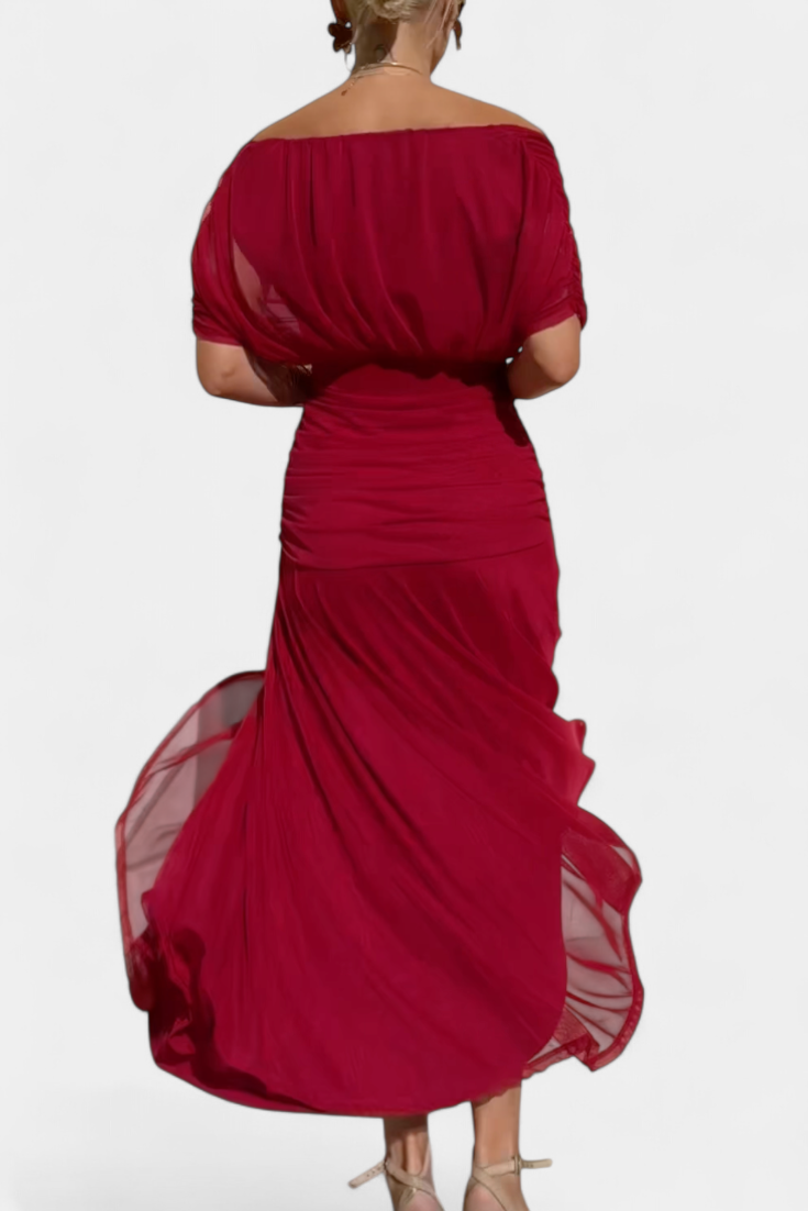 STEFANIA | ELEGANT LONG FLORAL V-NECK DRESS