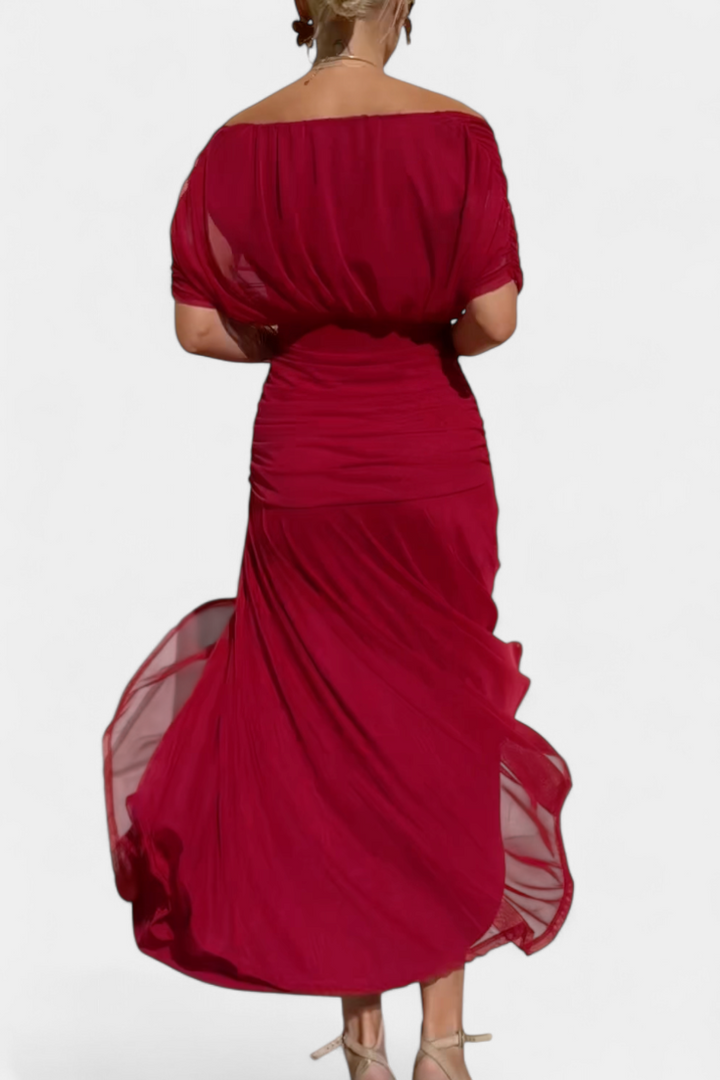 STEFANIA | ELEGANT LONG FLORAL V-NECK DRESS