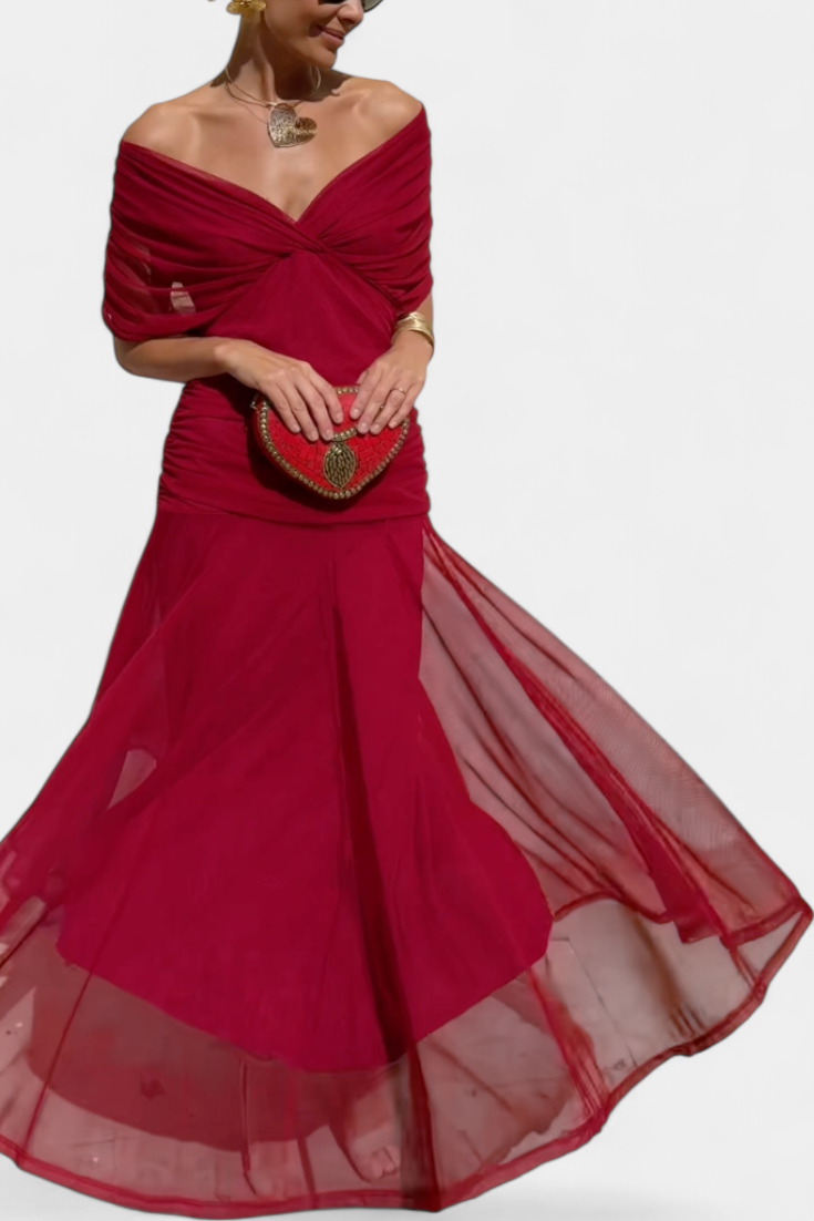SHAUNA | LONG FLORAL DRESS WITH V-NECK
