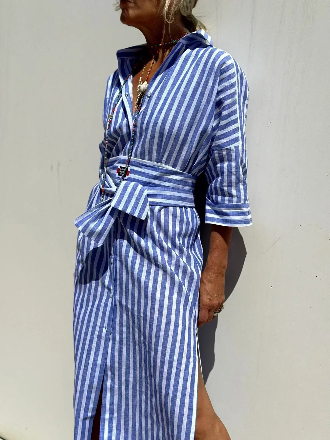Grace | Elegant Striped Shirt Dress