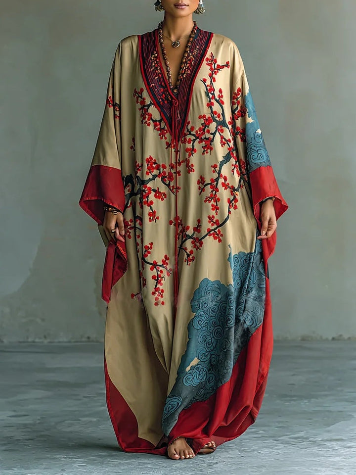 AYA | JAPANESE RED PLUM BLOSSOM MAXI DRESS