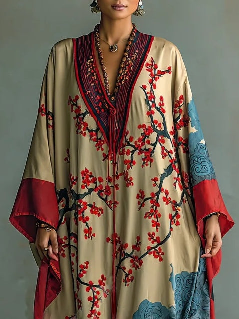 AYA | JAPANESE RED PLUM BLOSSOM MAXI DRESS