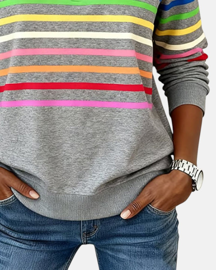 CAOIMHE | RAINBOW STRIPED ZIP SWEATSHIRT