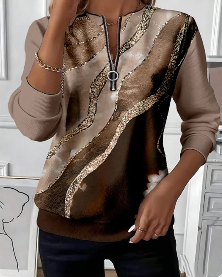 CLODAGH | VINTAGE PRINT HALF-ZIP SWEATSHIRT
