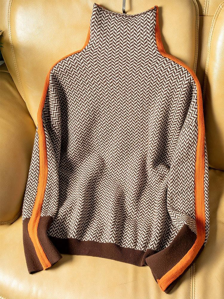 Arabella | High neck Sweater with striking contrasting stripes