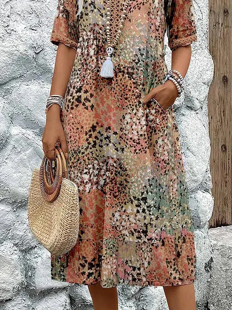 SINEAD | FLORAL V-NECK MIDI DRESS