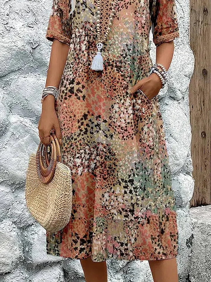 SINEAD | FLORAL V-NECK MIDI DRESS