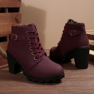 BRÍD | CHIC LACE-UP BUCKLE CHUNKY ANKLE BOOTS