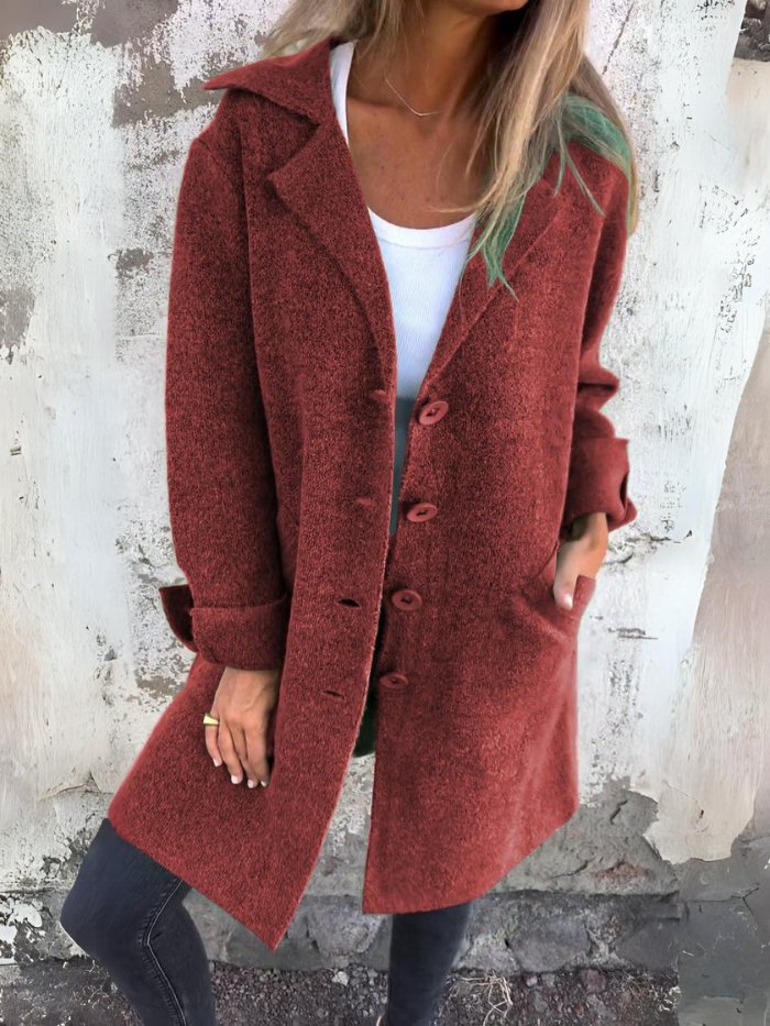 TESSA | LAPEL COLLAR BUTTON-FRONT COAT