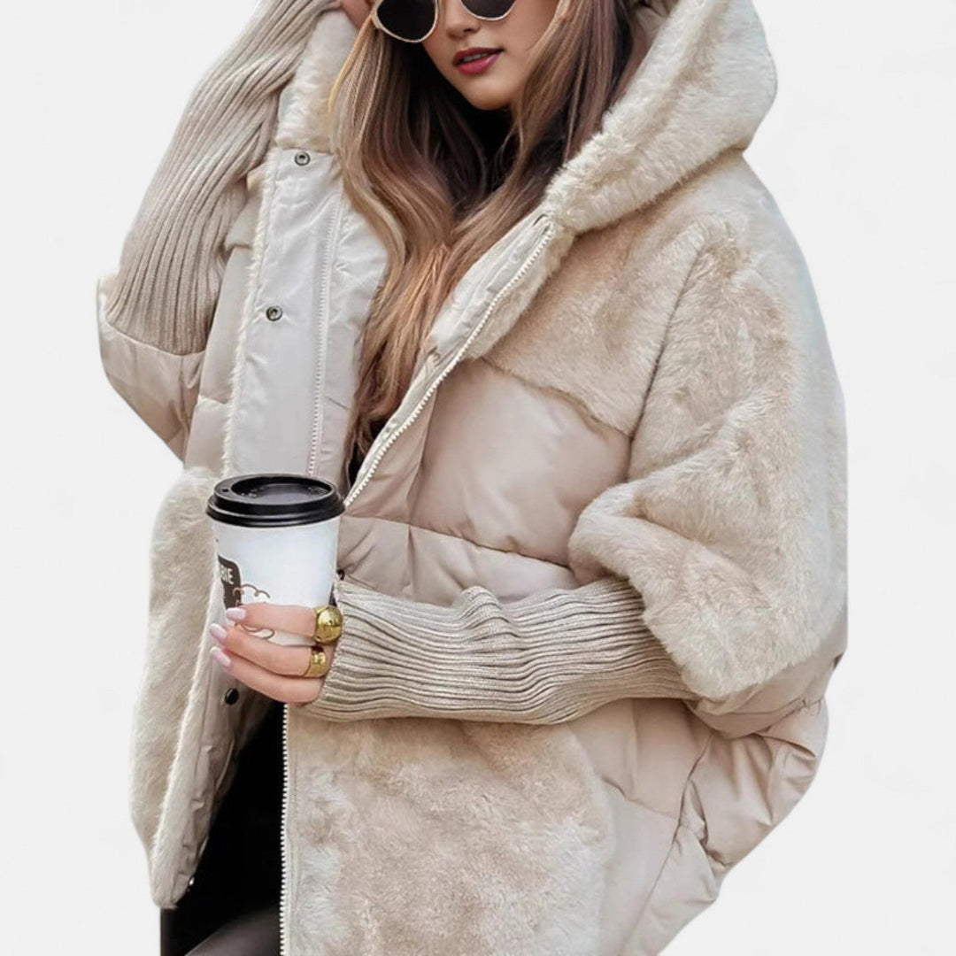 LAOISE | OVERSIZED HOODED PATCHWORK PUFFER JACKET